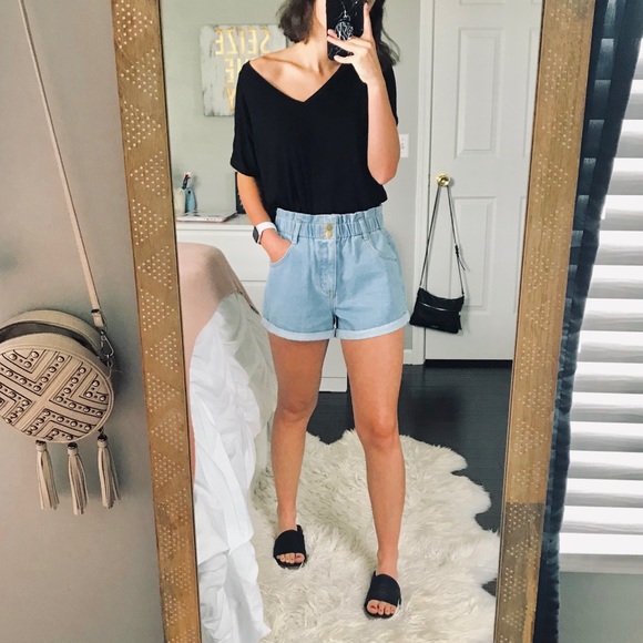 high waisted cloth shorts